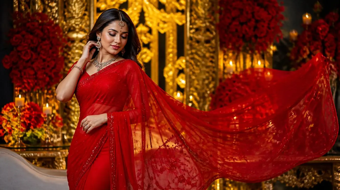 Chiffon saree with delicate prints