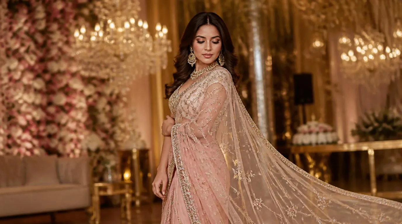 Georgette saree with heavy embroidery